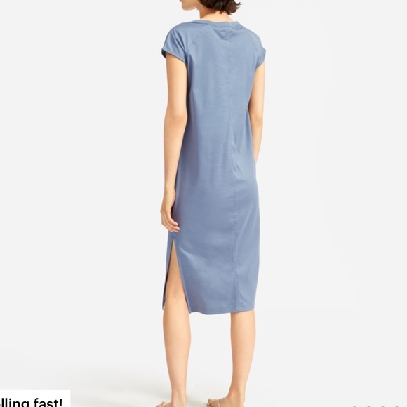 COPY - Everlane The Luxe Cotton blue Side-Slit Tee Dress - Picture 2 of 10